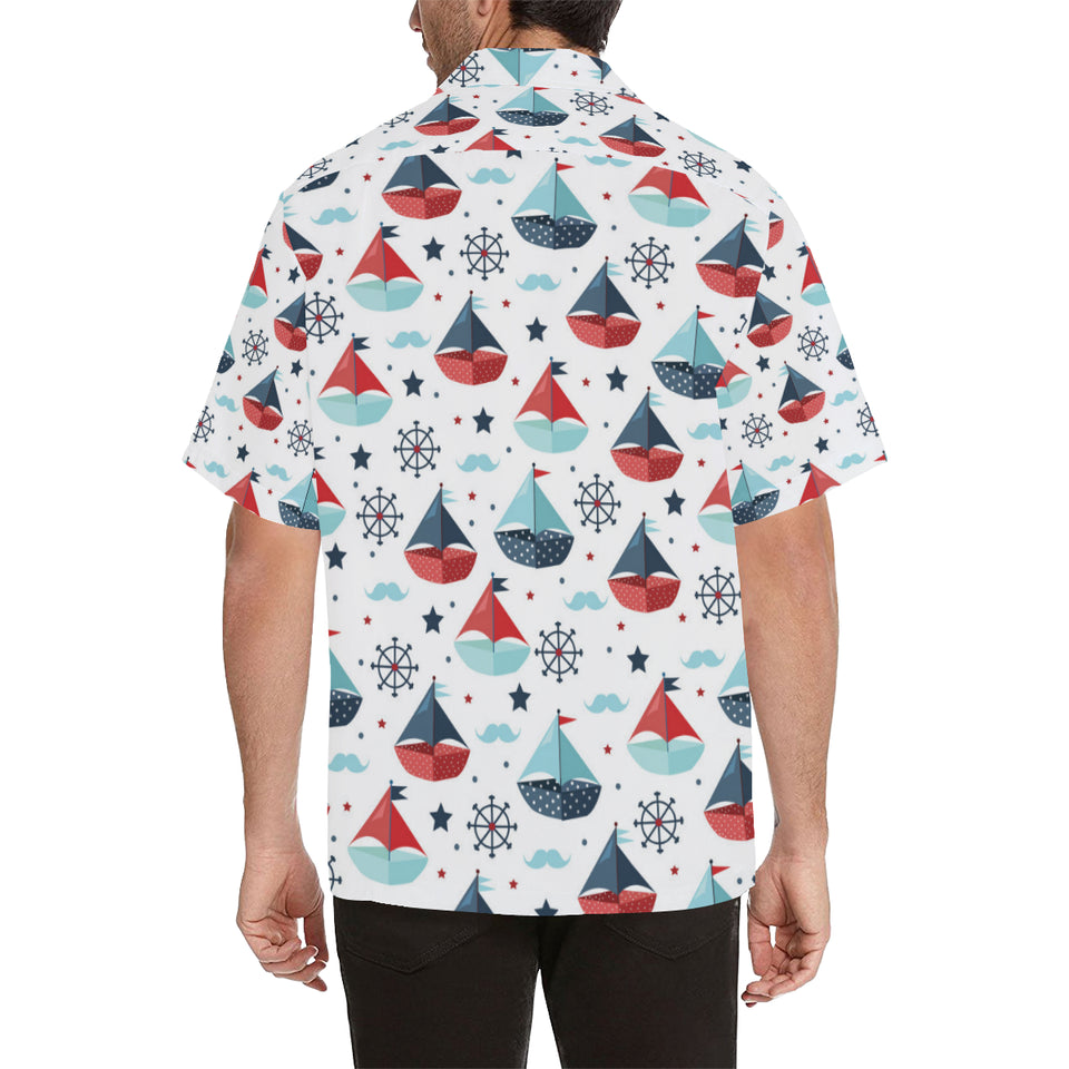 Cute color paper sailboat pattern Men's All Over Print Hawaiian Shirt