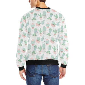 Pastel color cactus pattern Men's Crew Neck Sweatshirt