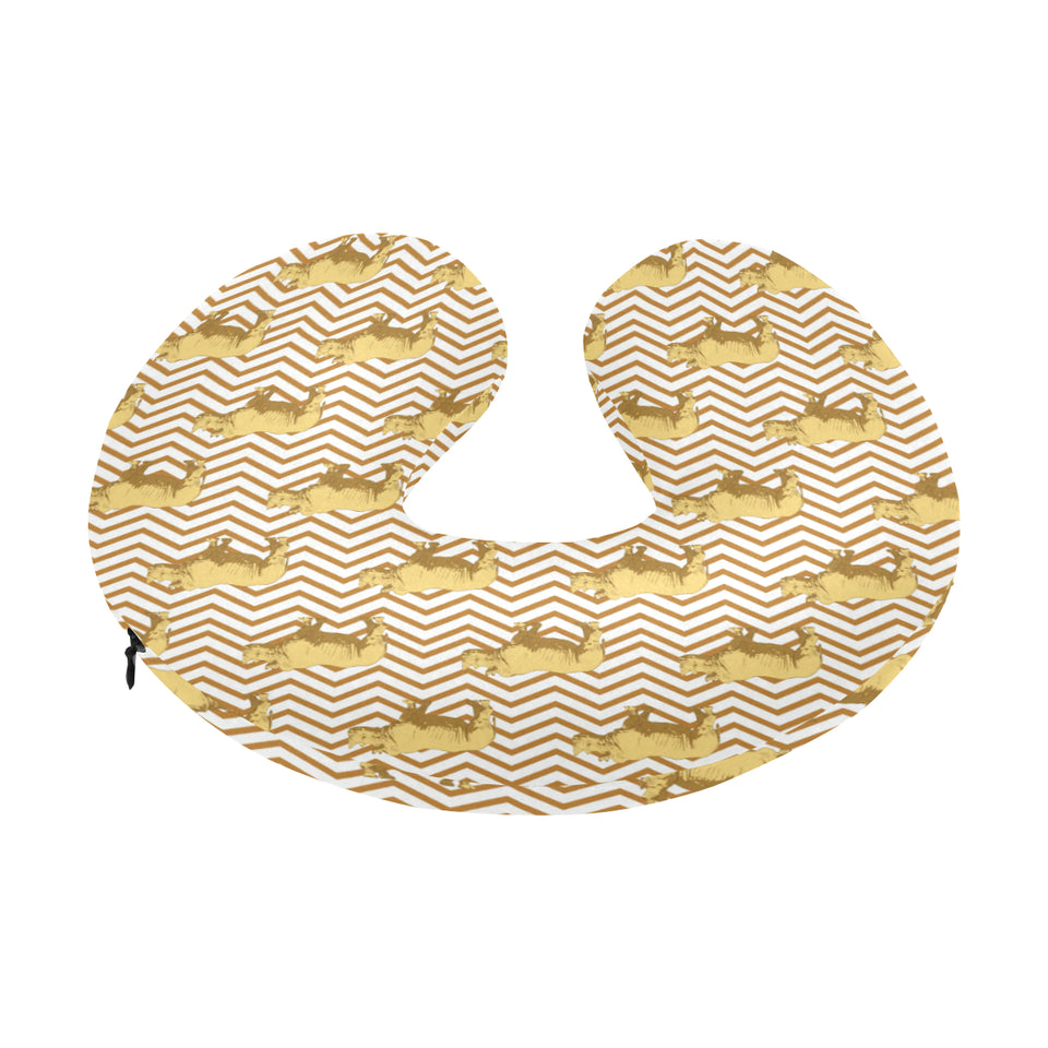 Rhino yellow theme pattern U-Shaped Travel Neck Pillow