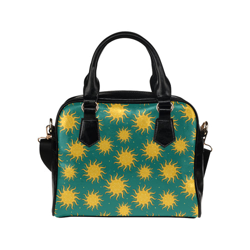Sun green background Shoulder Handbag
