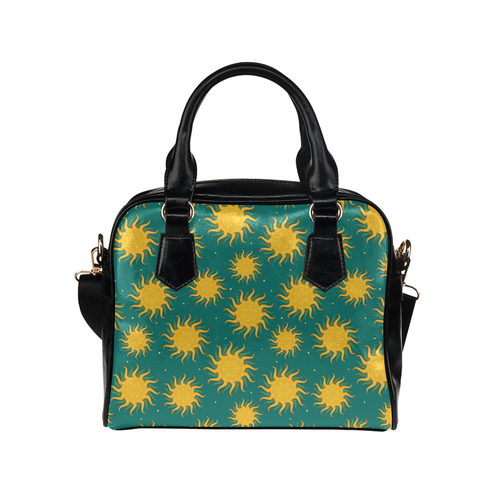 Sun green background Shoulder Handbag