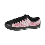 Pink flamingos pattern background Men's Low Top Canvas Shoes Black