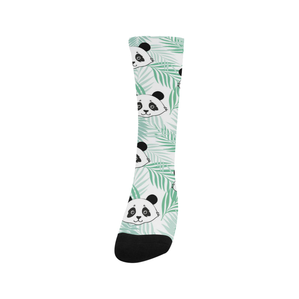 Panda pattern tropical leaves background Crew Socks