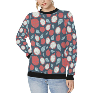 dragon fruits dark blue background Women's Crew Neck Sweatshirt