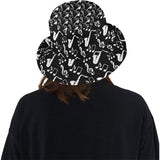 Saxophone music notes treble clef black white them Unisex Bucket Hat