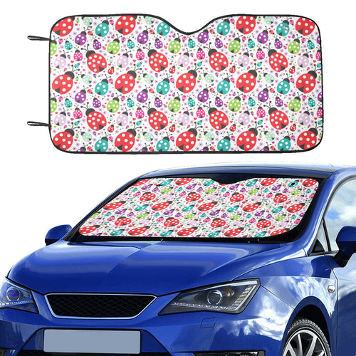 Ladybug Pattern Print Design 03 Car Sun Shade