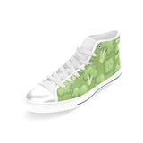 Broccoli pattern green background Women's High Top Canvas Shoes White