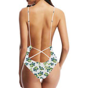 blueberry white background Women's One-Piece Swimsuit