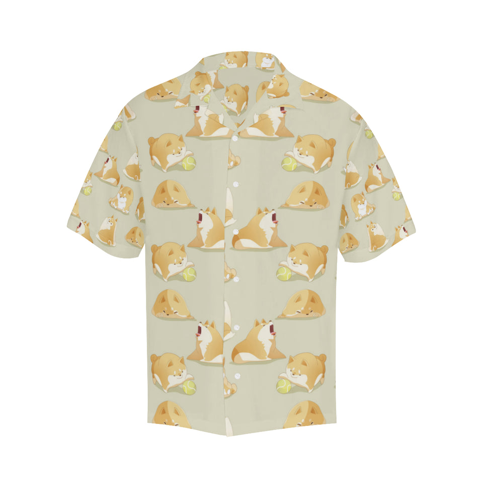 Cute fat shiba inu dog pattern Men's All Over Print Hawaiian Shirt
