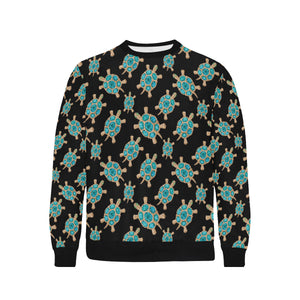Sea turtle blue stone pattern Men's Crew Neck Sweatshirt