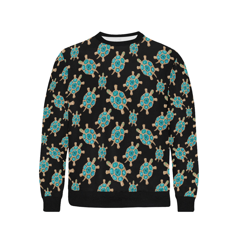 Sea turtle blue stone pattern Men's Crew Neck Sweatshirt