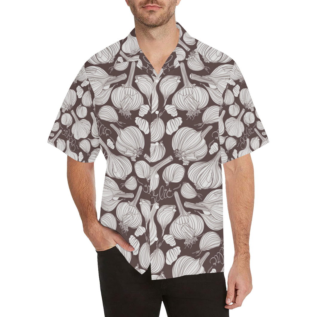 Garlic bulb dark background Men's All Over Print Hawaiian Shirt