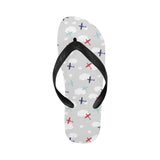 Airplane cloud grey background Unisex Flip Flops