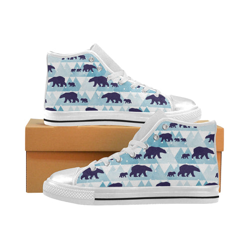 polar bear winter snow pattern Women's High Top Canvas Shoes White