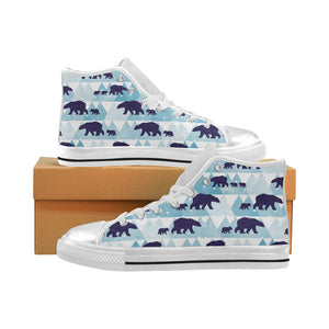 polar bear winter snow pattern Women's High Top Canvas Shoes White