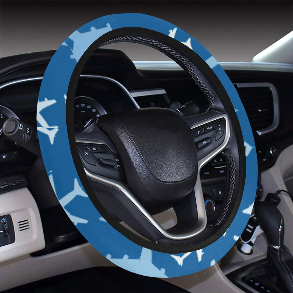 Airplane pattern in the sky Car Steering Wheel Cover