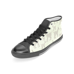 Little young goat pattern Women's High Top Canvas Shoes Black