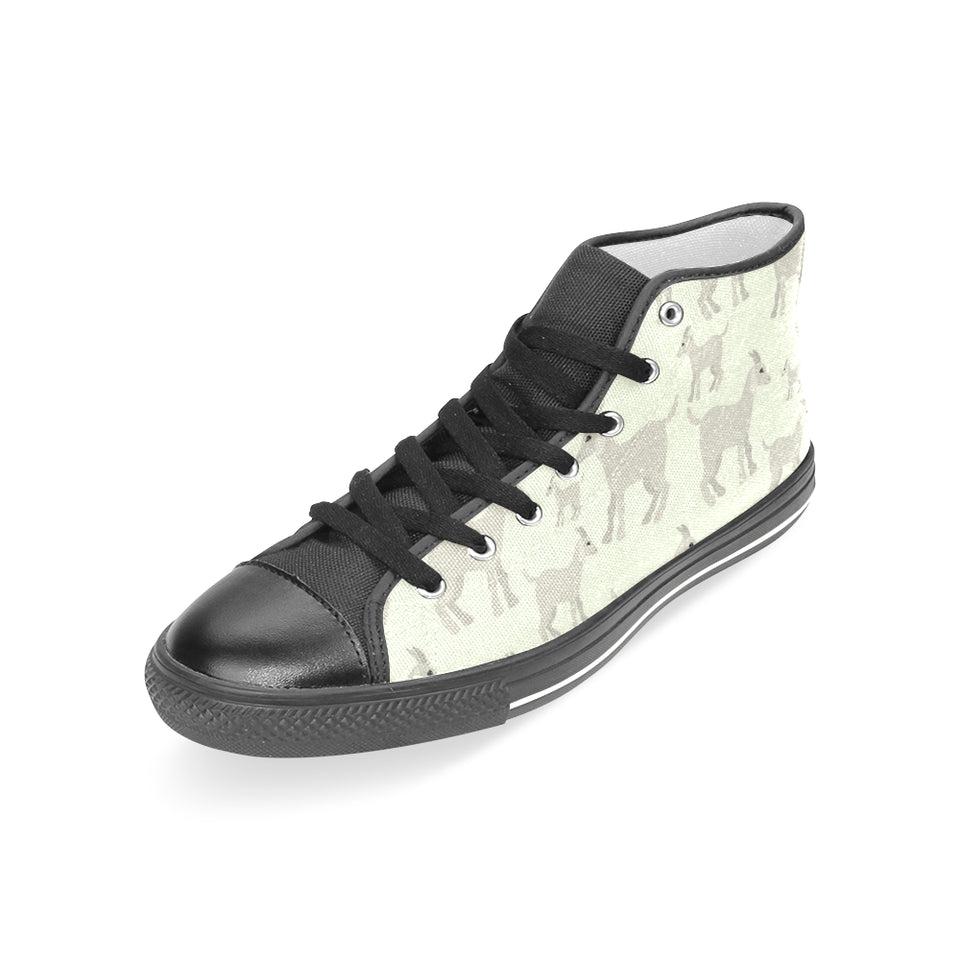 Little young goat pattern Women's High Top Canvas Shoes Black