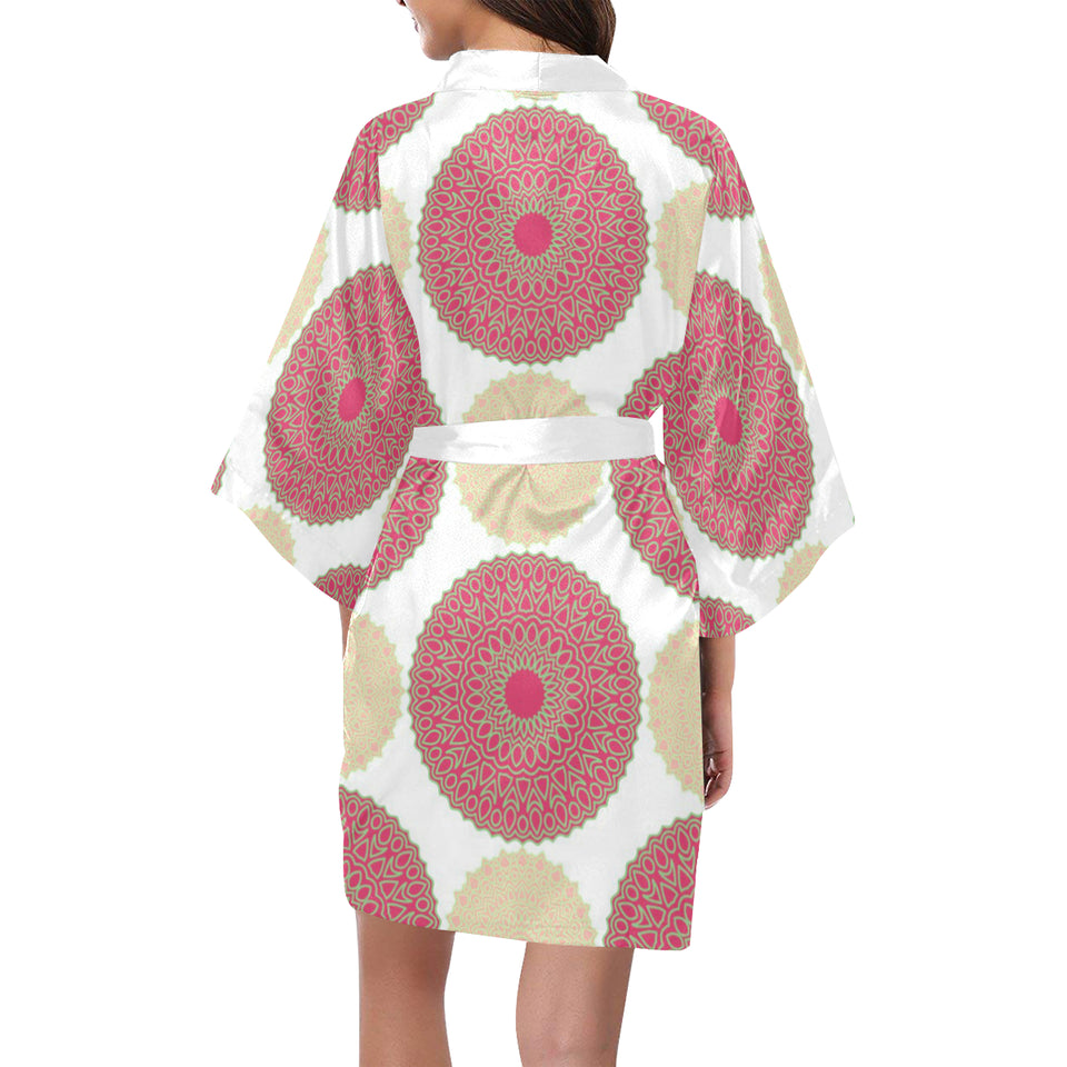 Circle indian pattern Women's Short Kimono Robe