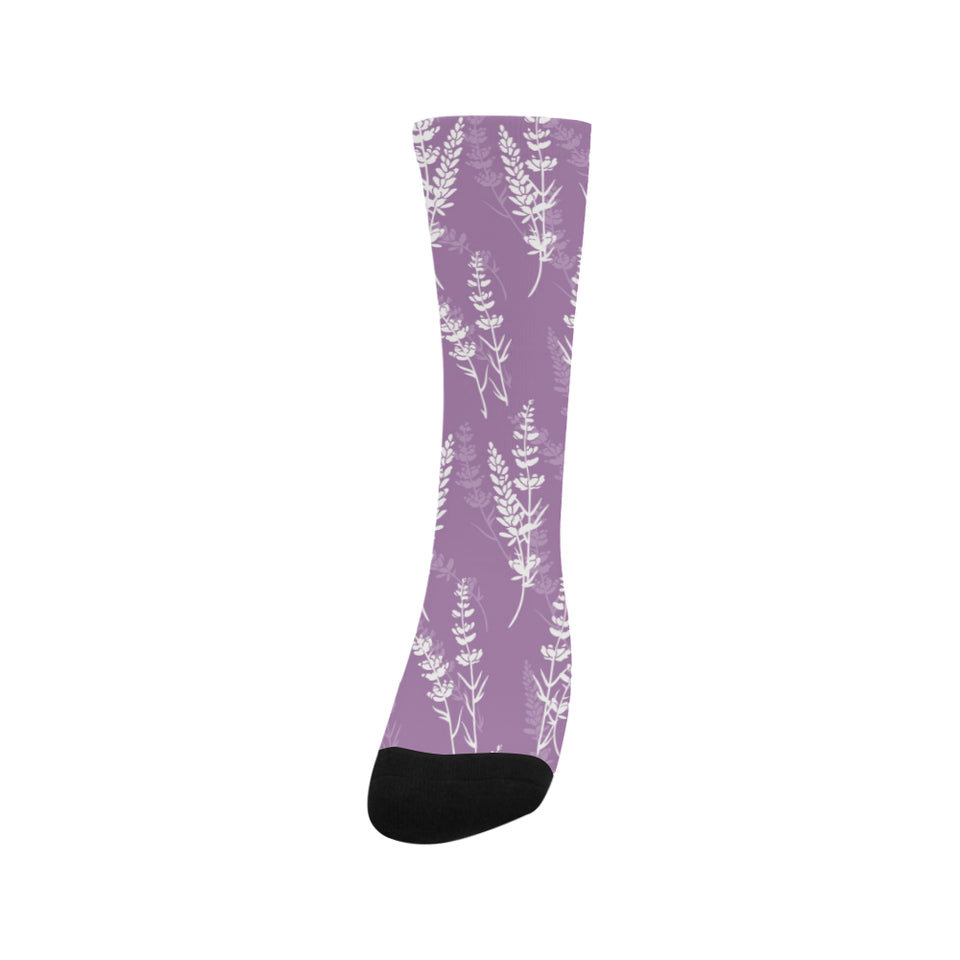 Lavender flowers purple pattern Crew Socks