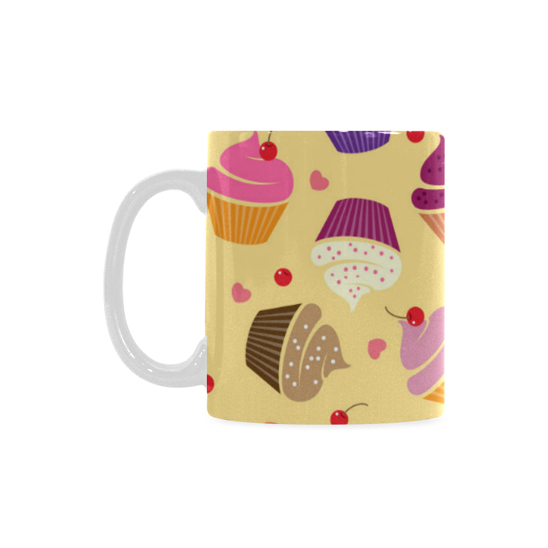 cake cupcake heart cherry pattern Classical White Mug (Fulfilled In US)