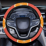 Oranges pattern red background Car Steering Wheel Cover
