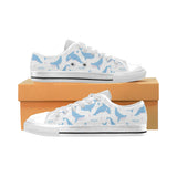 Blue whale pattern Men's Low Top Shoes White
