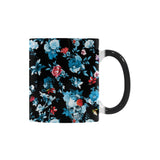 Skull flower roses leave pattern Morphing Mug Heat Changing Mug