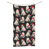 Christmas Pugs Santa_s red cap pattern Bath Towel