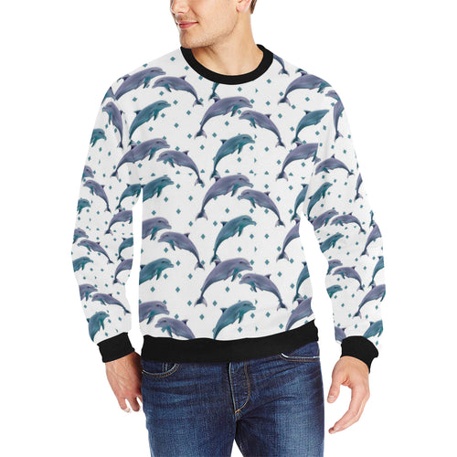 Dolphins pattern dotted background Men's Crew Neck Sweatshirt