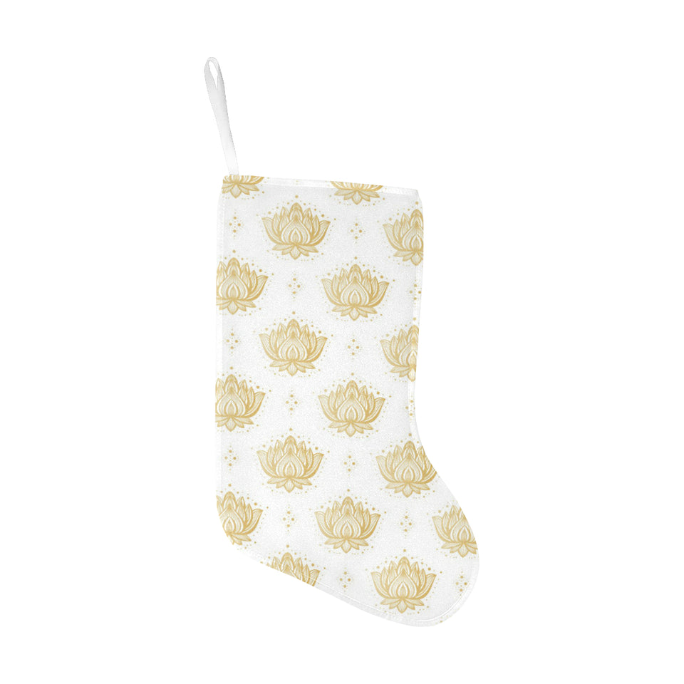 Gold Ornamental lotue waterlily symbol pattern Christmas Stocking