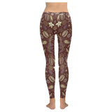 Coffee bean flower pattern Women's Legging Fulfilled In US