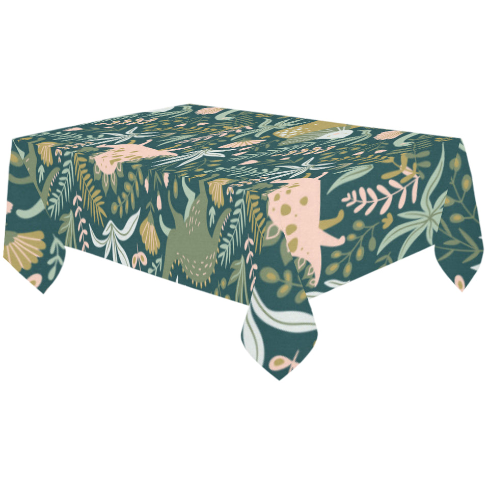 dinosaurs tropical leaves flower pattern Tablecloth