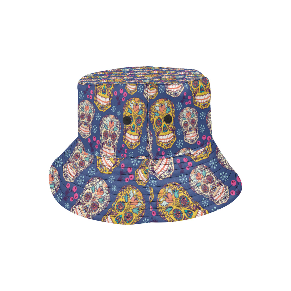 Sugar skull flower pattern Unisex Bucket Hat