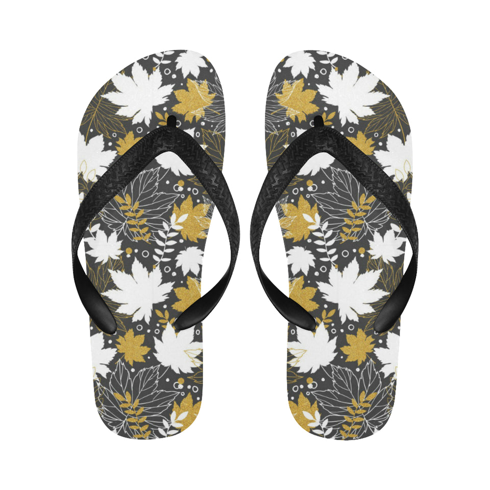 Beautiful gold autumn maple leaf pattern Unisex Flip Flops