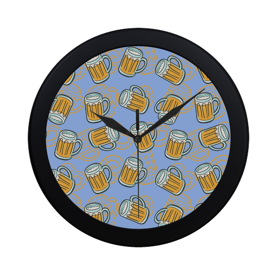 Beer pattern Elegant Black Wall Clock