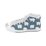 polar bear mother her child pattern Men's High Top Canvas Shoes White