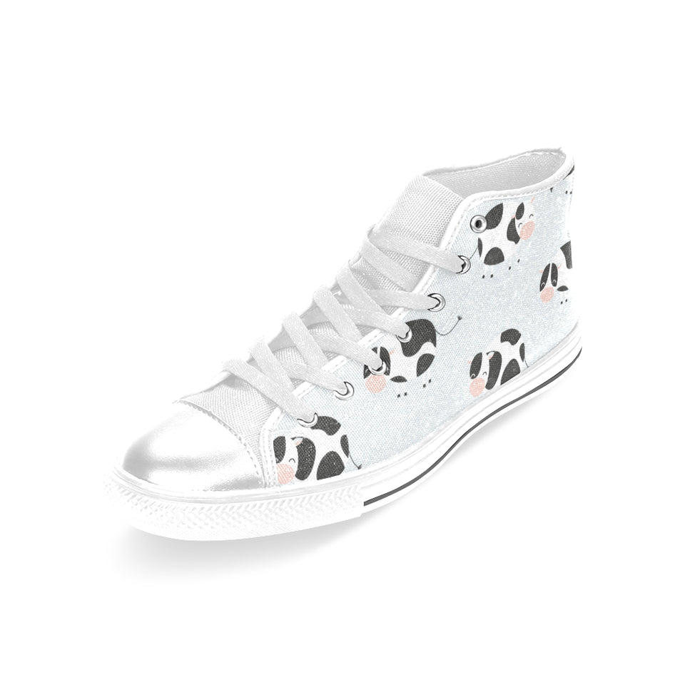 Cute cows pattern Women's High Top Canvas Shoes White