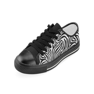 Zebra skin pattern Kids' Boys' Girls' Low Top Canvas Shoes Black