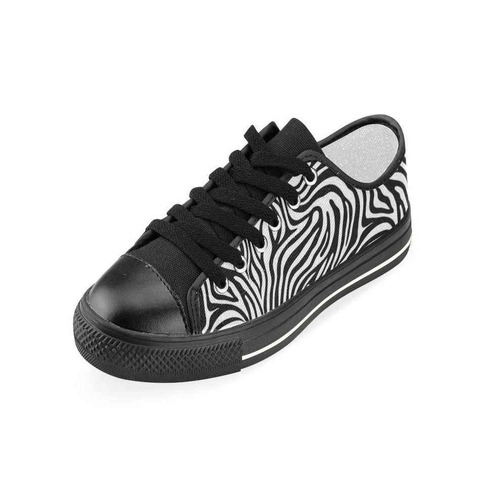 Zebra skin pattern Kids' Boys' Girls' Low Top Canvas Shoes Black