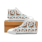 sea lion Seals jellyfish pattern Men's High Top Canvas Shoes White