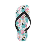 Toucan tropical flower leave pattern Unisex Flip Flops
