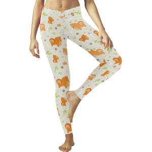 Cute brown pomeranian paw leave bone Women's Legging Fulfilled In US
