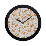 cute tribal fox pattern Elegant Black Wall Clock