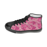 Beautiful dragonfly pink background Women's High Top Canvas Shoes Black