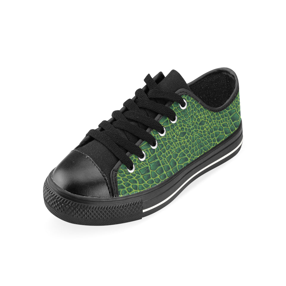 Crocodile Skin Printed Men's Low Top Canvas Shoes Black