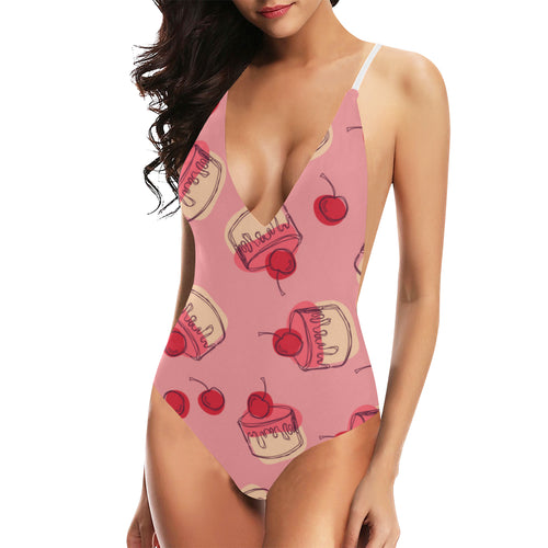Cake cherry pattern Women's One-Piece Swimsuit