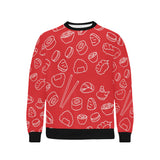 sushi pattern red background Men's Crew Neck Sweatshirt