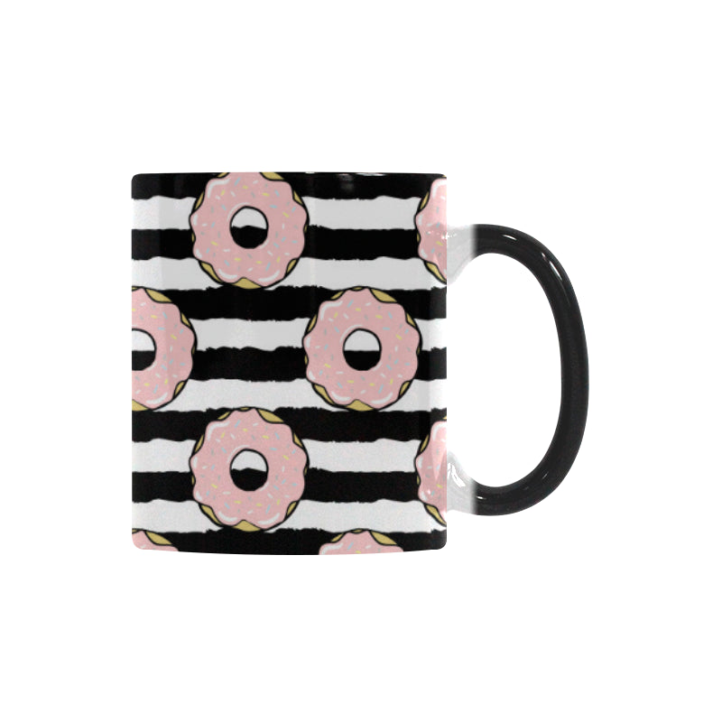 Donuts pink icing striped pattern Morphing Mug Heat Changing Mug