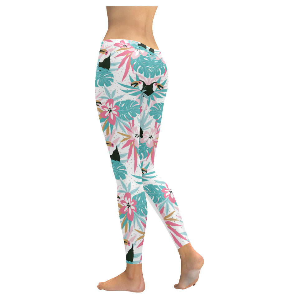 Toucan tropical flower leave pattern Women's Legging Fulfilled In US